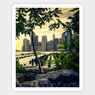 New York City Sunset Manhattan Skyline Brooklyn Magnet